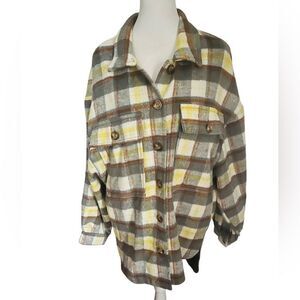 Talulah Plaid Button-Up Shacket size M.